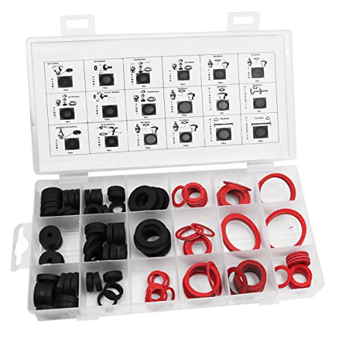 141 Stück NUZAMAS O-Ring-Unterlegscheiben, Sanitär-Ring-Set 1/2 "3/8" 3/4 "1" 1-1/4 "1-1/2 insgesamt 18 Größen, in Sortierbox Dichtungssatz Öldichtung O-Ring-Dichtung Ringe Gummidichtungen von NUZAMAS