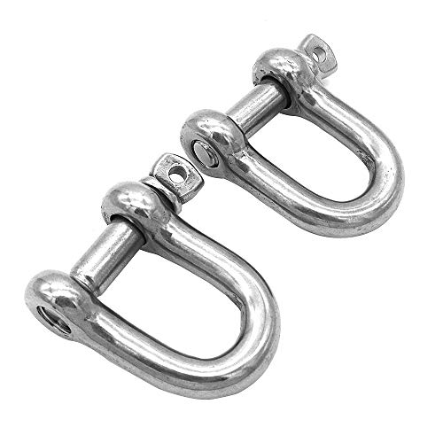 2 Stück NUZAMAS D-Ring-Bogenschäkel M12-Gewinde 304 Edelstahl, D-Ring-Bogenschäkel, O-Ring-Verschlussarmband, U-Lock-Drahtseilverschluss von NUZAMAS