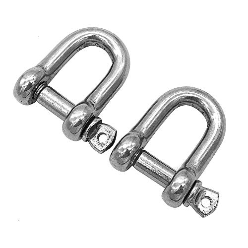 2 Stück NUZAMAS D-Ring-Bogenschäkel M14-Gewinde 304 Edelstahl, D-Ring-Bogenschäkel, O-Ring-Verschlussarmband, U-Lock-Drahtseilverschluss von NUZAMAS