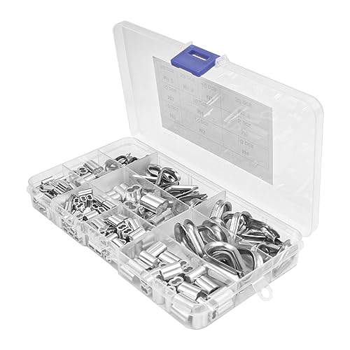 225-teiliges NUZAMAS Edelstahl-Drahtseil-Kabelkauschen-Kombination und Aluminium-Crimpschlaufenhülsen-Sortimentsset für Drahtseil-Kabelkauschen-Rigging 225-teiliges NUZAMAS Edelstahl-Drahtseil-Kabelkauschen-Kombination und Aluminium-Crimpschlaufenhülsen-Sortimentsset für Drahtseil-Kabelkauschen-Rigging von NUZAMAS