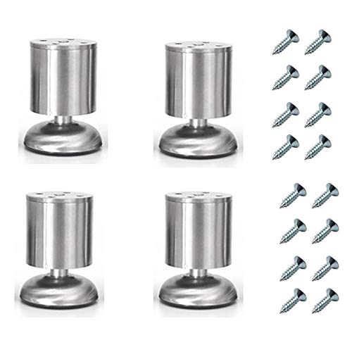 4er-Set verstellbare Möbelbeine aus NUZAMAS, 8 cm aus Edelstahl, Beine aus TV-Ständer mit Schrank-Couchtisch, Stützfuß für das Möbelsofa, Stützbeine für Badezimmerschränke von NUZAMAS