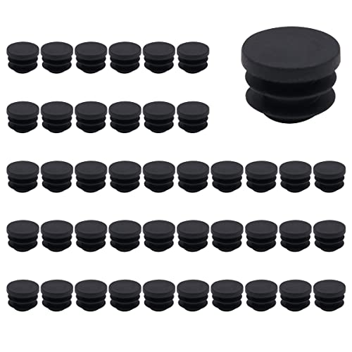 50 Stück NUZAMAS Runde Schwarze Kunststoff-Endkappen 20 mm Kunststoffstopfen, runde Rohre, Anti-Rutsch-Matte, Kunststoffkappen, Endrohreinsatz für Stühle, Schreibtische, Tische, Betten, Möbel von NUZAMAS