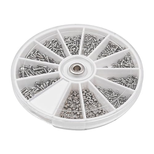 600-teiliges NUZAMAS Mini-Muttern-Sortiment-Set, kleine Muttern und Schrauben, 12 Arten Schraubenmutter-Set mit Mutternbolzen-Organizer M1 M1,2 M1,4 M1,6 für Uhren, Brillen, Reparaturen von NUZAMAS