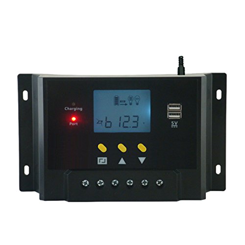 NUZAMAS 12V/ 24V Solar Panel Regler Laderegler 60A PWM LCD Display doppelte USB Ports für Camper / Wohnwagen / Boot von NUZAMAS