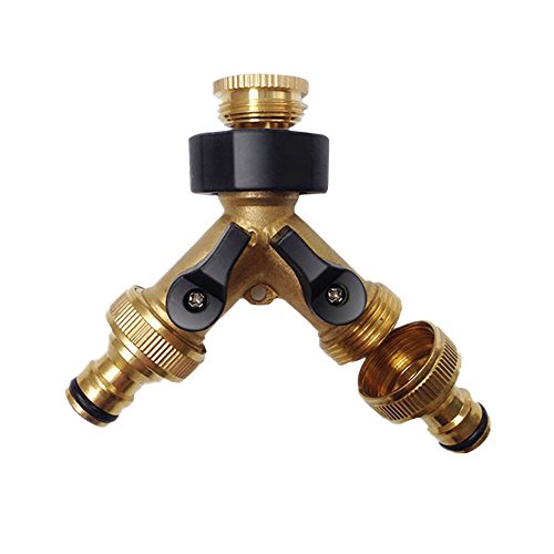 NUZAMAS 2 Way Massivem Messing Schlauch Splitter 2-Wege-Schlauchverbinder mit Abschaltung/auf Ventile, 3/4 auf & Ausgänge, Verwendung bis 2 Schläuche auf einmal, mit 2 Quick Connectors Adapter NUZAMAS 2 Way Massivem Messing Schlauch Splitter 2-Wege-Schlauchverbinder mit Abschaltung/auf Ventile, 3/4 auf & Ausgänge, Verwendung bis 2 Schläuche auf einmal, mit 2 Quick Connectors Adapter von NUZAMAS