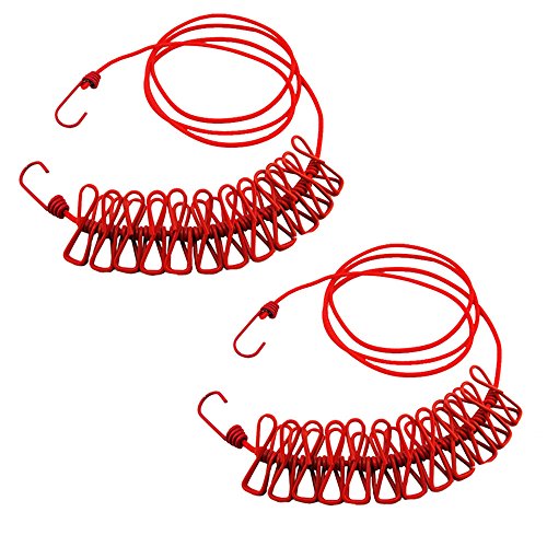 NUZAMAS 2X Wäscheleine 12 Pegs Clips Tragbare erweiterbare einstellbare einziehbare Airer für Camping Reisekleidung Wäschetrocknen Außen- und Innenbereich Rot NUZAMAS 2X Wäscheleine 12 Pegs Clips Tragbare erweiterbare einstellbare einziehbare Airer für Camping Reisekleidung Wäschetrocknen Außen- und Innenbereich Rot von NUZAMAS