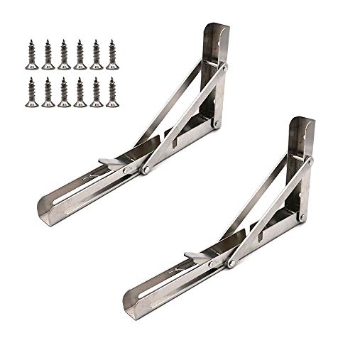 NUZAMAS 2er-Set 12 "-Faltregalhalterungen, 12-Zoll-Faltregalhalterungen, Faltregale für Gebäude, Tische, Bänke für kleine Räume, Häuser, Wohnungen, Wäschereien, Wohnwagen und das Büro von NUZAMAS