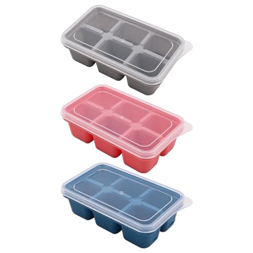 NUZAMAS 3 Stück Eiswürfelform aus Silikon mit Deckel, Eiswürfelformen für den Gefrierschrank, 6 quadratische Eiswürfel pro Tablett, Wiederverwendbare Eiswürfelformen für Whiskey, Cocktail, Saft NUZAMAS 3 Stück Eiswürfelform aus Silikon mit Deckel, Eiswürfelformen für den Gefrierschrank, 6 quadratische Eiswürfel pro Tablett, Wiederverwendbare Eiswürfelformen für Whiskey, Cocktail, Saft von NUZAMAS