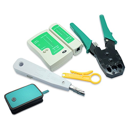 NUZAMAS Ethernet LAN RJ11 RJ45 CAT5 Kabel Tester Netzwerk Analyzer Draht Crimpen Crimper Stripper Tool Kit Stanz-Netzwerk-Tools Set von 4 NUZAMAS Ethernet LAN RJ11 RJ45 CAT5 Kabel Tester Netzwerk Analyzer Draht Crimpen Crimper Stripper Tool Kit Stanz-Netzwerk-Tools Set von 4 von NUZAMAS