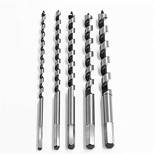 NUZAMAS Extra Hartholz-Bohrer mit 4, 230 mm langen Bohrern, 6 mm, 8 mm, 10 mm, 12 mm, 14 mm, Holzbalken, Spiralbohrlochschneider mit Kohlenstoffstahl, Sechskantschaft von NUZAMAS