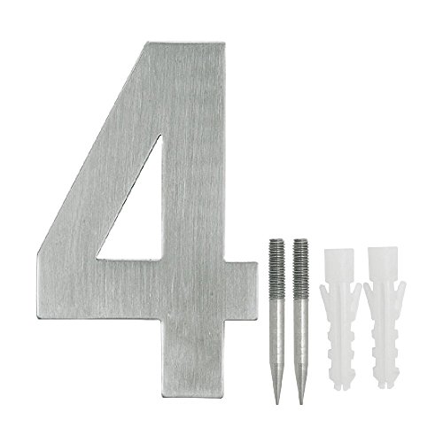 NUZAMAS Hausnummernschild 4, Edelstahl, für Hotel, Haus, Adressschild, Ziffern, Straßennummern, Wandmontage, 10,8 cm Breite 15 cm Höhe, Installationsset enthalten NUZAMAS Hausnummernschild 4, Edelstahl, für Hotel, Haus, Adressschild, Ziffern, Straßennummern, Wandmontage, 10,8 cm Breite 15 cm Höhe, Installationsset enthalten von NUZAMAS