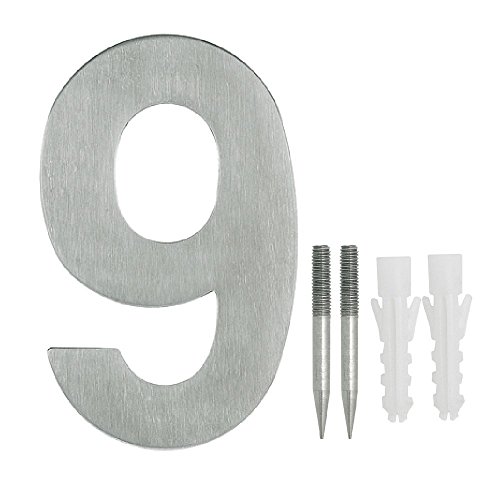 NUZAMAS Hausnummernschild 9, Edelstahl, Hausnummern, Wandmontage, 10,8 cm breit, 15 cm hoch, Installationsset enthalten NUZAMAS Hausnummernschild 9, Edelstahl, Hausnummern, Wandmontage, 10,8 cm breit, 15 cm hoch, Installationsset enthalten von NUZAMAS