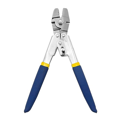 NUZAMAS Kabel-Crimp-2-in-1-Werkzeug, Blatt-Drahtseil-Crimp-Stauchwerkzeug für 0,1 mm–2,2 mm Aluminium-Oval- und Doppelzylinder-Stopp-Ferrulen-Schlaufenhülsen, Handwerkzeuge, blau von NUZAMAS