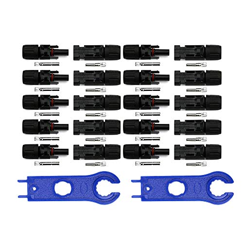 NUZAMAS New 10 Sätze von Solarpanel-Steckverbindern für PV-Solarpanel-Kabel und 1 Paar Solar-Schraubenschlüssel für die Montage von Steckverbindern Kit von NUZAMAS