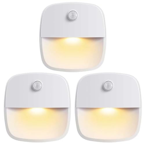 NUZAMAS Packung mit 3 Sensor-Nachtlicht-LED-Nachtlicht zum Aufkleben, warmweiße LED-Intelligentes Nachtlicht-Sensorlicht für Treppen, Schlafzimmer, Badezimmer, Flur, Schrank NUZAMAS Packung mit 3 Sensor-Nachtlicht-LED-Nachtlicht zum Aufkleben, warmweiße LED-Intelligentes Nachtlicht-Sensorlicht für Treppen, Schlafzimmer, Badezimmer, Flur, Schrank von NUZAMAS