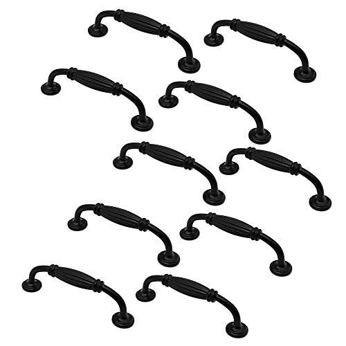 NUZAMAS Satz von 10 mattschwarzen Schranktürgriffen und -griffen, Möbelschubladengriffen, Zinklegierung, 115 mm lang, Griffleisten für Küchenschränke, von Mitte zu Mitte 96 mm NUZAMAS Satz von 10 mattschwarzen Schranktürgriffen und -griffen, Möbelschubladengriffen, Zinklegierung, 115 mm lang, Griffleisten für Küchenschränke, von Mitte zu Mitte 96 mm von NUZAMAS