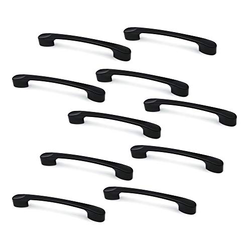 NUZAMAS Satz von 10 mattschwarzen Schranktürgriffen und -griffen, Möbelschubladengriffen, Zinklegierung, 135 mm lang, Griffleisten für Küchenschränke, von Mitte zu Mitte 96 mm von NUZAMAS