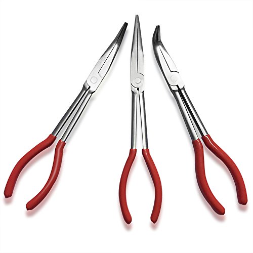 NUZAMAS Set mit 3 extra langen Zangen-Set, 28 cm, gerade, 45 Grad, 90 Grad gebogene Nase, Mechaniker, Handwerkzeug, Heim-Set NUZAMAS Set mit 3 extra langen Zangen-Set, 28 cm, gerade, 45 Grad, 90 Grad gebogene Nase, Mechaniker, Handwerkzeug, Heim-Set von NUZAMAS