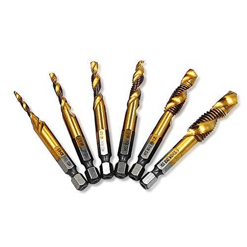 NUZAMAS Set von 6 Gewinde Gewindebohrer Set Sechskantschaft HSS Titanium Plated Schraube Spiral Point Gewinde Metric Plug Bohrer M3 M4 M5 M6 M8 M10 Handwerkzeuge NUZAMAS Set von 6 Gewinde Gewindebohrer Set Sechskantschaft HSS Titanium Plated Schraube Spiral Point Gewinde Metric Plug Bohrer M3 M4 M5 M6 M8 M10 Handwerkzeuge von NUZAMAS