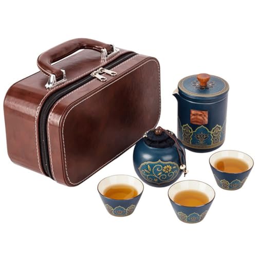 NUZAMAS Tee-Set, Reise-Keramik-Set mit Tragetasche, chinesisches Kung-Fu-Tee-Set, tragbare Teegeschirr-Sets, Glas, Matcha-Schneebesen, Becher, Tassen, Zeremonientöpfe, Küchenutensilien von NUZAMAS