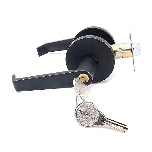 NUZAMAS Türhebel-Eingangsschloss, Zinklegierung, Sicherheitsaußen- / Innentürschloss mit 3 Schlüsseln Safe Lock-Set Türgriffknauf, Schwarz von NUZAMAS