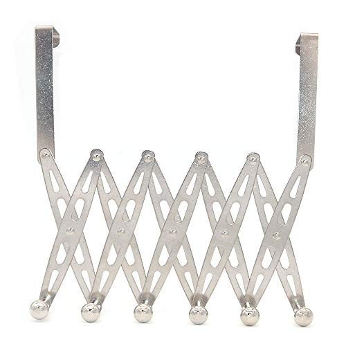 NUZAMAS Über Tür Haken Kleiderbügel Edelstahl 6 Haken für Garderobe Handtuch Hut Haken Heavy Duty Haken Kleiderbügel Rack Flexible Shaped-Schlafzimmer Badezimmer Küche von NUZAMAS