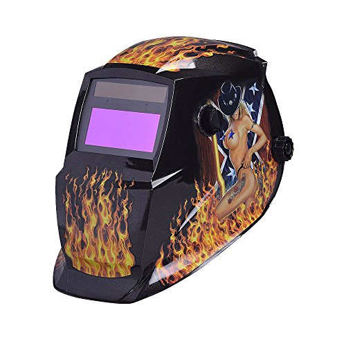NUZAMAS solarbetrieben Schweißschutzschild Maske Schweißen Face Schutz für Arc Tig Mig Schleifen Plasma Schneiden mit verstellbarem Shade-Reihe DIN4/9-13 UV/IV Schutz DIN16 von NUZAMAS