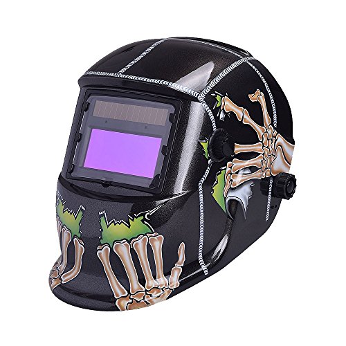 NUZAMAS solarbetrieben Schweißschutzschild Maske Schweißen Face Schutz für Arc Tig Mig Schleifen Plasma Schneiden mit verstellbarem Shade-Reihe DIN4/9-13 UV/IV Schutz DIN16 von NUZAMAS