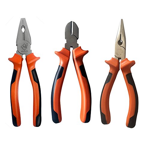 Nuzamas Zangen-Set, 200 mm, robust, mit weichen Griffen, Kombizange, Seitenschneider und Spitzzange, 3 Stück Nuzamas Zangen-Set, 200 mm, robust, mit weichen Griffen, Kombizange, Seitenschneider und Spitzzange, 3 Stück von NUZAMAS