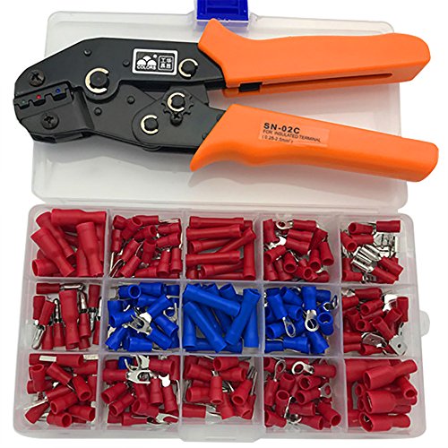 nuzamas Insulated Terminal Ratschenmechanismus Hülse-Crimper Zange Crimpen Kabel Kapazität 0,25–2,5 mm² AWG 23–13 inklusive 240 Terminals/Stecker von NUZAMAS