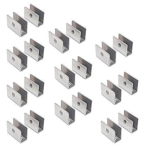 Satz mit 20 NUZAMAS-Glasbodenträgern - 201 Klemmhalter aus Edelstahlglas, runde, einstellbare Klemmplatte mit einer Dicke von 8-12 mm, Größe 26,5 x 36,5 x 16,5 mm Satz mit 20 NUZAMAS-Glasbodenträgern - 201 Klemmhalter aus Edelstahlglas, runde, einstellbare Klemmplatte mit einer Dicke von 8-12 mm, Größe 26,5 x 36,5 x 16,5 mm von NUZAMAS