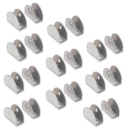 Satz von 20 NUZAMAS-Glasbodenträgern - 201 Klemmhalter aus Edelstahlglas, rechteckige einstellbare Klemmung, Stärke 8-12 mm, Größe 27,5 x 37 x 16,5 mm von NUZAMAS