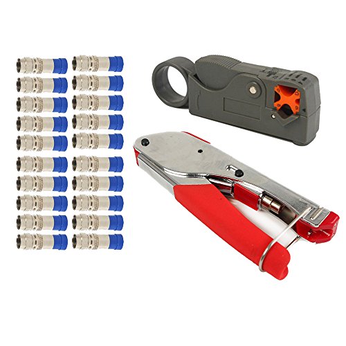 NUZAMAS F-Type Compression Crimper Stripper Set Hand Tool Rotary Coaxial Cable Crimping Stripping Cutting Pliers RG59 RG6 Crimp Cutter with 20 Connectors NUZAMAS F-Type Compression Crimper Stripper Set Hand Tool Rotary Coaxial Cable Crimping Stripping Cutting Pliers RG59 RG6 Crimp Cutter with 20 Connectors von NUZAMAS