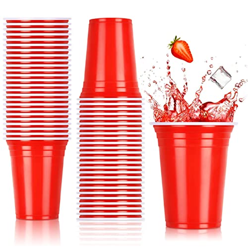 NUZEKY 150 Stück Rote Partybecher Set - Wiederverwendbare Plastikbecher Getränkebecher Red Cups - 12 oz 350ml Rote Plastikbecher für Party Camping Geburtstag Hochzeit von NUZEKY