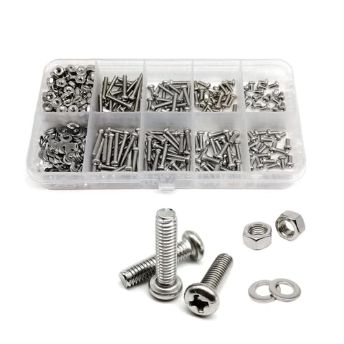 1 Box GB818 M1.6 M2 M2.5 M3 M4 M5 M6 M8 304 Edelstahl Kreuzschlitzschrauben mit rundem Flachkopf, Bolzen, Muttern und Unterlegscheiben, Sortimentssatz, Silber, M4 360 Stück 1 Box GB818 M1.6 M2 M2.5 M3 M4 M5 M6 M8 304 Edelstahl Kreuzschlitzschrauben mit rundem Flachkopf, Bolzen, Muttern und Unterlegscheiben, Sortimentssatz, Silber, M4 360 Stück von NUZIXINXW