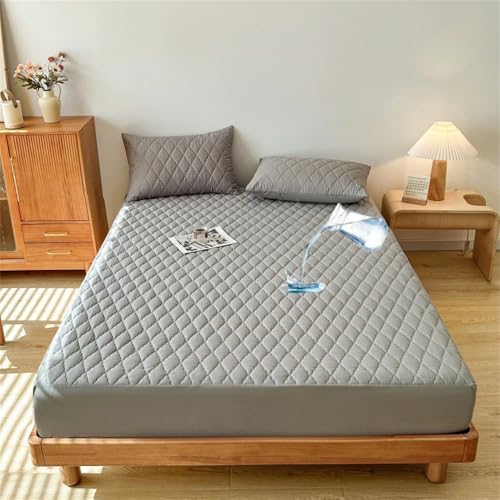 NUZIXINXW Wasserdichter, gesteppter Matratzenschoner, atmungsaktiver Matratzenbezug, gesteppter, Rutschfester Matratzenbezug, Bettlaken ohne Kissenbezug, grau, Twin 39x75+11in NUZIXINXW Wasserdichter, gesteppter Matratzenschoner, atmungsaktiver Matratzenbezug, gesteppter, Rutschfester Matratzenbezug, Bettlaken ohne Kissenbezug, grau, Twin 39x75+11in von NUZIXINXW