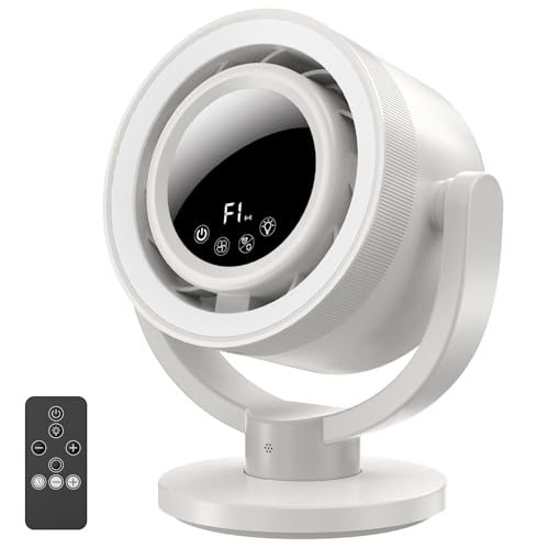 NVARUPC USB Wiederaufladbarer Schreibtischventilator mit Nachtlicht, 10 Zoll Luftzirkulator Ventilator mit 4 Geschwindigkeiten, 90° Neigung, 180° Oszillation, Leiser Tischventilator für Schlafzimmer von NVARUPC