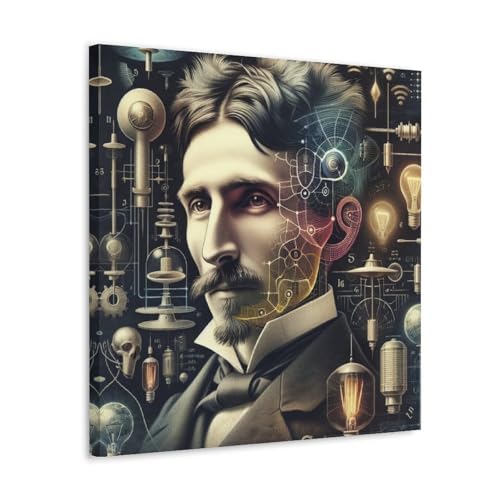 Inventor Nikola Tesla Artwork Poster Dekorative Malerei Leinwand Wandkunst Wohnzimmer Poster Schlafzimmer Malerei 16x16inch(40x40cm) von NVBKJH