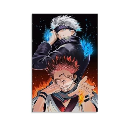 NVBKJH Anime Jujutsu Kaisen Character Gojo Satoru And Ryomen Sukuna Poster Dekorative Malerei Leinwand Wandkunst Wohnzimmer Poster Schlafzimmer Malerei 12x18inch(30x45cm) von NVBKJH