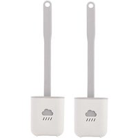 2-teiliges Toilettenbürsten-Set, antibakterielle Silikon-Toilettenbürste und Halter-Set, schnelltrocknende Silikon-Toilettenbürste, hängendes 2-teiliges Toilettenbürsten-Set, antibakterielle Silikon-Toilettenbürste und Halter-Set, schnelltrocknende Silikon-Toilettenbürste, hängendes von NVEES
