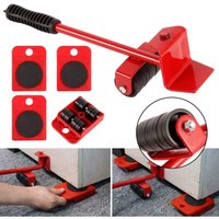 Hebezubehör, müheloses Set zum Bewegen schwerer Möbel, Möbeltransporter mit Rädern, 1 Hebestange und 4 beweglichen Rollen, bis zu 300 kg Hebezubehör, müheloses Set zum Bewegen schwerer Möbel, Möbeltransporter mit Rädern, 1 Hebestange und 4 beweglichen Rollen, bis zu 300 kg von NVEES