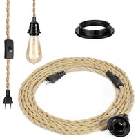 Seil-Kronleuchter, Retro-E27-Fassung mit 4,5 Meter elektrischem Kabel und Schalter, für Seil-Pendelleuchte (Glühbirne nicht im Lieferumfang von NVEES