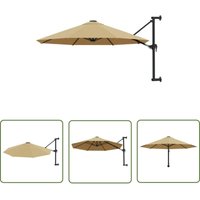 The Living Store Sonnenschirm zur Wandmontage mit Metall-Mast 300 cm Taupe - Wand Sonnenschirm - Sonnen Scherm Wandmontage - Sonnenschutz - Garten von NVEES