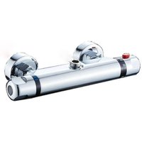 Thermostat-Brausebatterie, Wandmontage, Thermostat-Brausebatterie mit 38 °C Sicherheits-Verbrühungsschutzknopfmischer - Chrom von NVEES