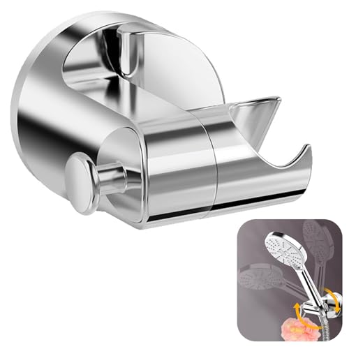 NVGVUP Duschkopfhalterung Saugnapf, Bad Handbrause Halterung Ohne Bohren mit 5 Verstellbarer Winkel, Abnehmbarer Universal Wand montierter Duschkopfhalter, mit Kleber von NVGVUP
