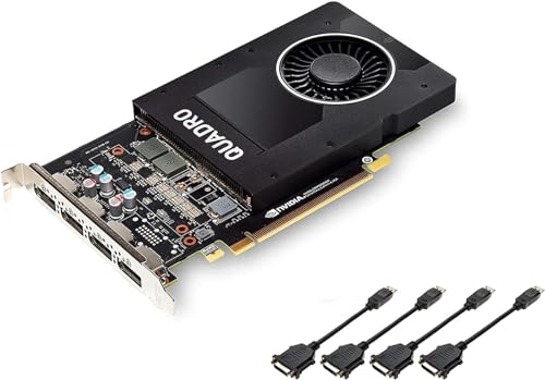 NVIDIA Quadro P2000 5 GB GDDR5 Single-Slot-Grafikkarte – 1024 CUDA-Kerne, 3,0 TFLOPS, 160 Bit, 140 GB/s, 4 x DisplayPort 1.4, 75 W Stromverbrauch, PCI Express 3.0 x16 (erneuert) von NVIDIA