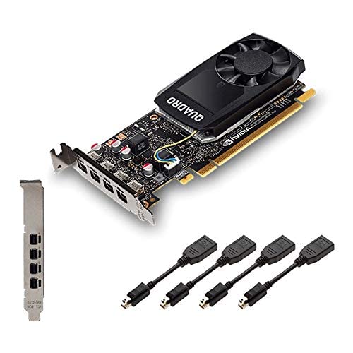 Nvidia Quadro P1000 4GB GDDR5 4x Mini DisplayPort Low & High Profile PCIe Express Professional Grafikkarte - Schwarz - Inklusive 4 Display-Kabel - New OEM Plain Box (Renewed) von NVIDIA