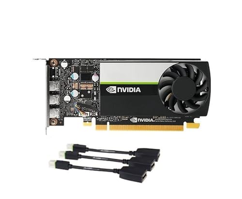 Nvidia Quadro T400 4GB Grafikkarte (GDDR6, 64bit, 384 CUDA Cores, DirectX 12, 3x mDP) - mit 3x mDP auf DP Adapter und einer High & Low-Profile Bracket (erneuert) von NVIDIA