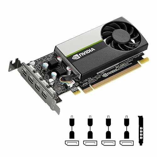 PNY Nvidia Quadro T600 4 GB GDDR6 Single-Slot Grafikkarte - 640 CUDA Cores, 128bit, 160GB/s, 4x Mini DisplayPort 1.4, 40W, PCI Express 3.0x16 w/ 4 Adapters, High & Low Profile Bracket (neu) (erneuert) von NVIDIA