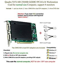 Quadro NVS 440 256MB GDDR3 PCI-Ex16, unterstützt 4-Monitor, DVI-Anschluss von NVIDIA